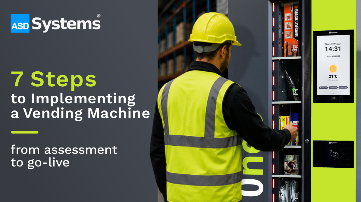 A warehouse employee retrieving a product from an ASD Systems vending machine