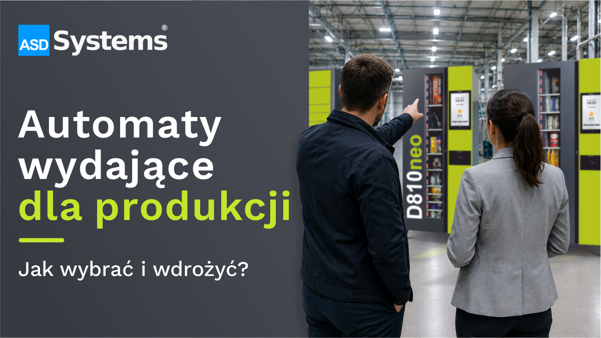 Dwóch specjalistów omawia dobór automatów wydających ASD Systems na hali produkcyjnej.