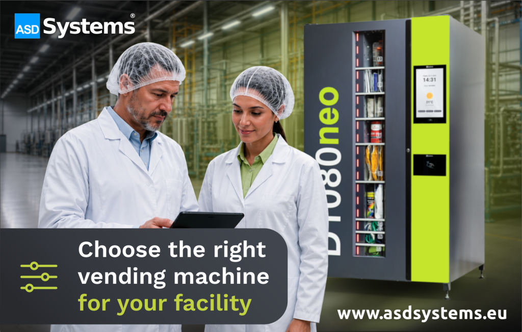 ASD Systems vending machines for food and pharmaceutical facilities.