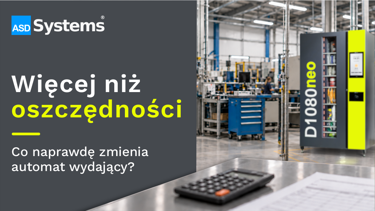 Automat wydający D1080neo ASD Systems na tle pracującej hali produkcyjnej